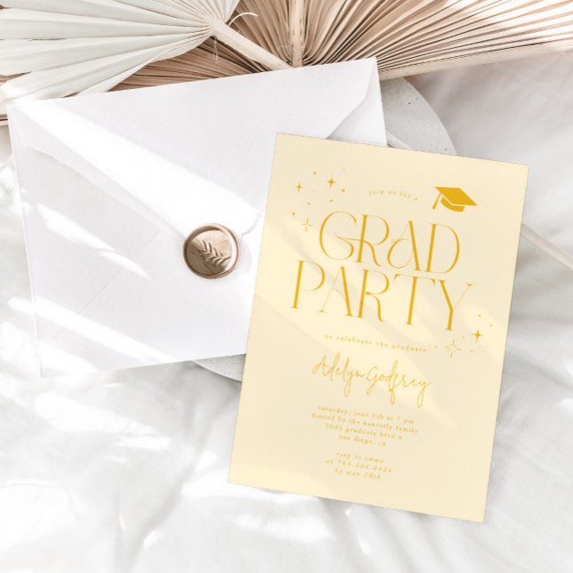 Invitación Estrellas de tipografía moderna Fiesta de graduaci (Subido por el creador)