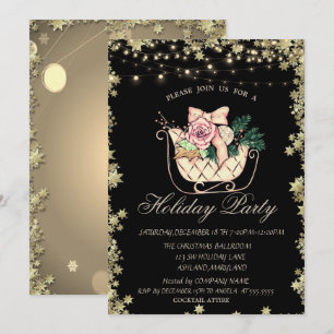 Invitación Estrellas de trineo de Navidad chic navideñas
