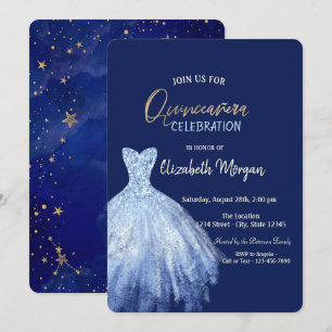 Invitación Estrellas de vestir azul de la marina galaxia Quin