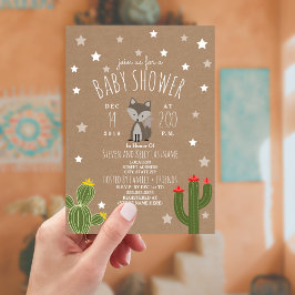 Invitación Estrellas del desierto Wolf Pup Baby Shower neutra