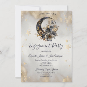 Invitación Estrellas doradas celestiales Flores de luna