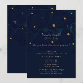 Invitación Estrellas Doradas Cielo Nocturno Azul Oscuro Baby