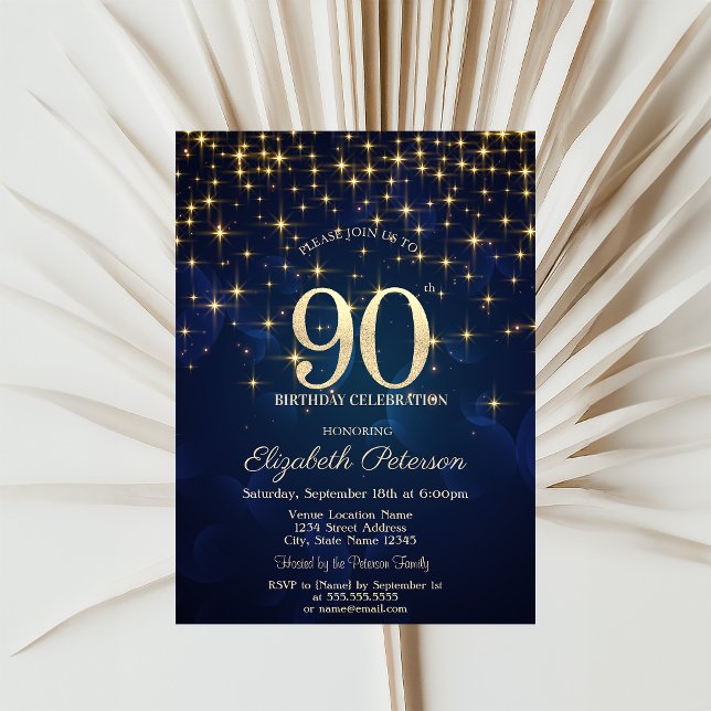 Invitación Estrellas Doradas Elegantes  Fiesta de Cumpleaños  (Subido por el creador)