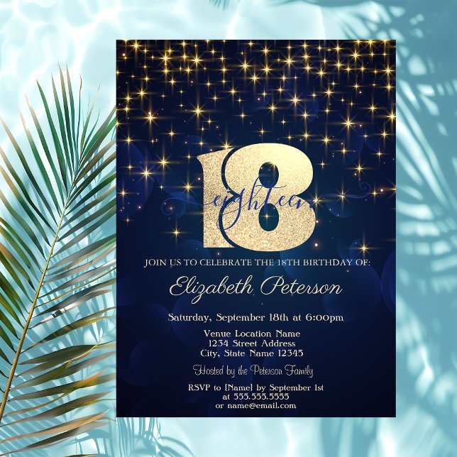 Invitación Estrellas Doradas Elegantes Fiesta de Cumpleaños 1 (Subido por el creador)