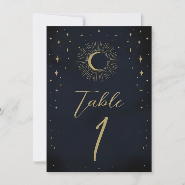 Invitación Estrellas Doradas Noche Ráfaga Celestial de Sol Me (Anverso)