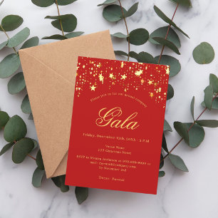 Invitación Estrellas doradas rojas gala anual de la empresa