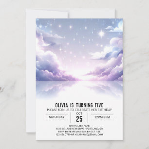 Invitación Estrellas Elegante Celestial Aniversario Digital
