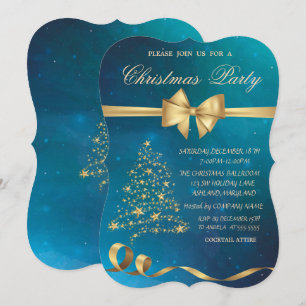 Invitación Estrellas Elegantes de Árbol de Navidad Fiesta de