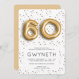 Invitación Estrellas en globo de Relieve metalizado dorado Ti