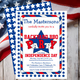 Invitación Estrellas festivas y rayas Patrióticas 4 de julio 