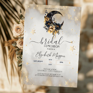 Invitación Estrellas Florales Doradas Celestiales Luna Bridal