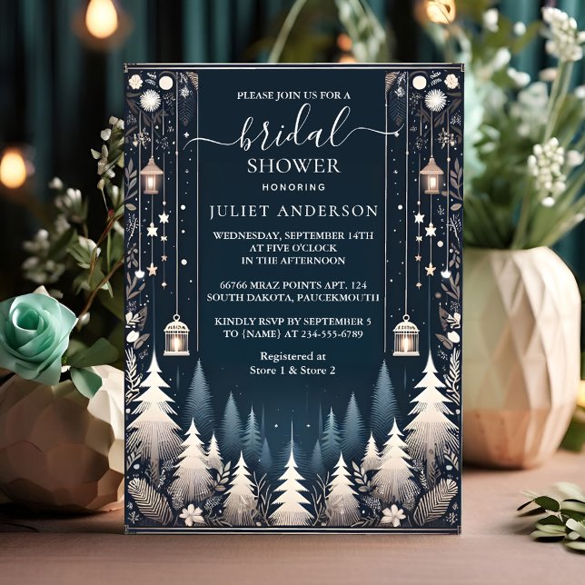 Invitación Estrellas forestales Nieve brillante ducha de novi (Subido por el creador)