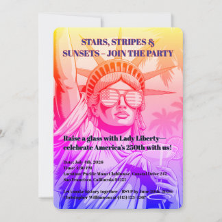 Invitación Estrellas, Franjas y Puestas de Sol Fiesta del 250