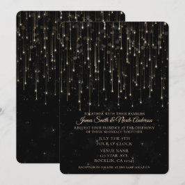 Invitación Estrellas Fugaces Brillantes Boda Moderna Chic Neg