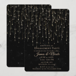 Invitación Estrellas Fugaces Brillantes Fiesta de Compromiso 