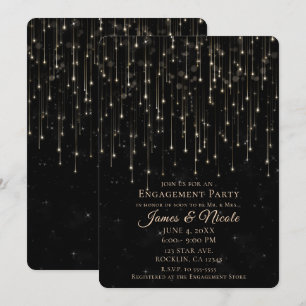Invitación Estrellas fugaces brillantes Fiesta de compromiso 