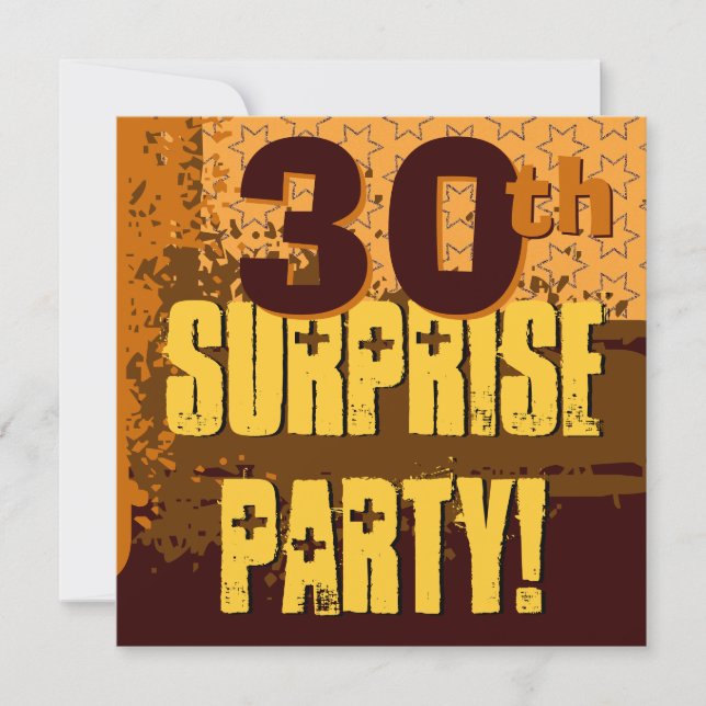 Invitación Estrellas Gold y Brown, Fiesta de cumpleaños númer (Anverso)