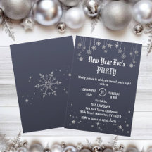 Estrellas grises oscuras y copos de nieve Fiesta d