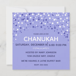 Invitación Estrellas Hanukkah azules y blancas