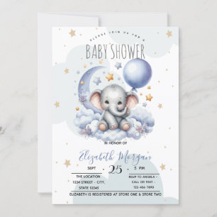 Invitación Estrellas Luna Nubes Oso de Peluche Fiesta para el