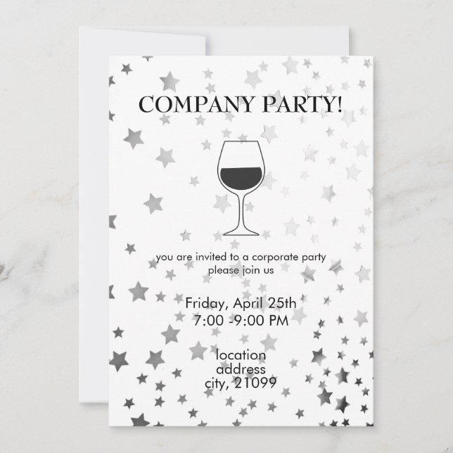 Invitación Estrellas metálicas plateadas (Anverso)