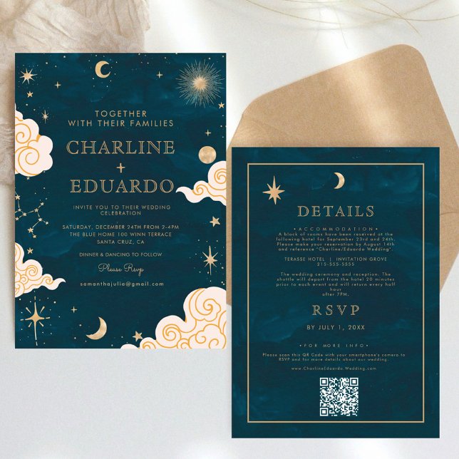 Invitación Estrellas místicas Boda de código Qr celestial de  (Subido por el creador)