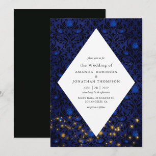 Invitación Estrellas Místicas Floral Damasco Boda