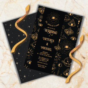 Invitación Estrellas místicas góticas de la luna Moth Boda os