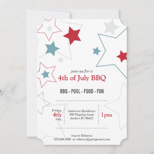 Invitación Estrellas modernas rojas blancas y azules