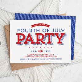 Invitación Estrellas modernas y rayas 4 de julio Fiesta