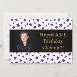 Invitación Estrellas moradas con fiesta de cumpleaños de foto