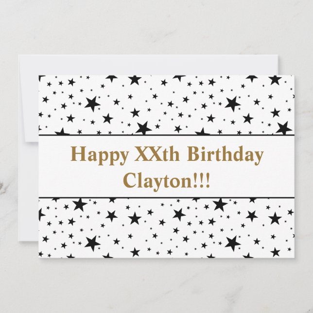 Invitación Estrellas negras con cumpleaños de mensajes (Anverso)