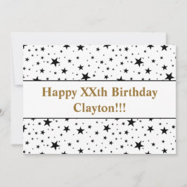 Invitación Estrellas negras con cumpleaños de mensajes