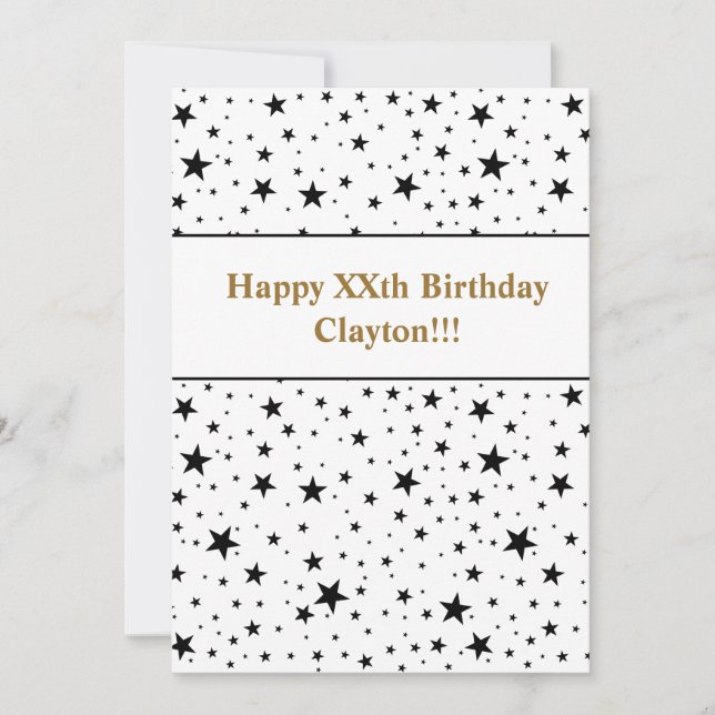 Invitación Estrellas Negras Con Cumpleaños Mensaje (Anverso)