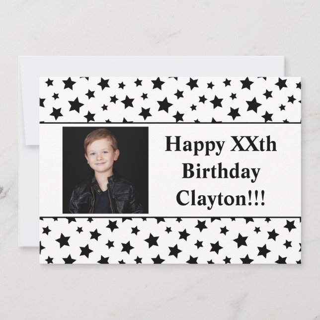 Invitación Estrellas negras con fiesta de cumpleaños de foto  (Anverso)