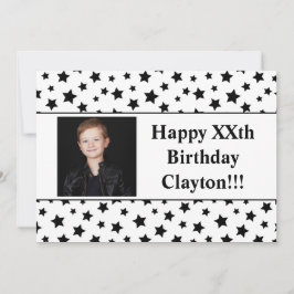 Invitación Estrellas negras con fiesta de cumpleaños de foto 