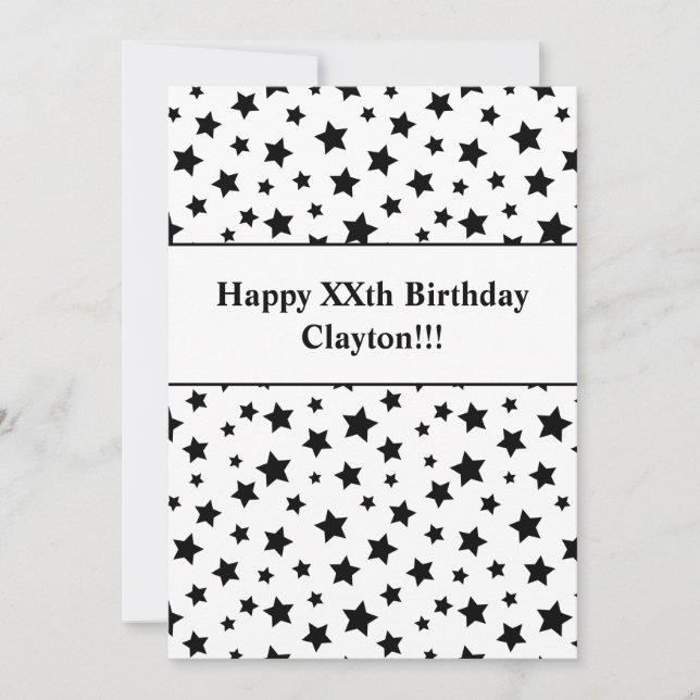 Invitación Estrellas negras con mensaje invitando a la fiesta (Anverso)