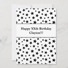 Invitación Estrellas negras con mensaje invitando a la fiesta