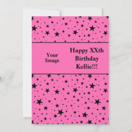 Invitación Estrellas Negras En Rosa Con Fotos De Mensajes Cum