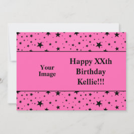 Invitación Estrellas Negras En Rosa Con Fotos De Mensajes Cum