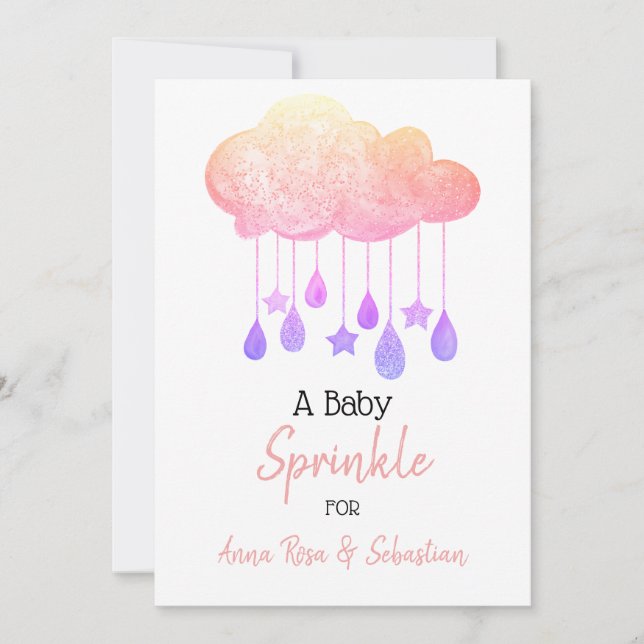 Invitación *~* Estrellas Nube Rain Sprinkle Baby Shower (Anverso)
