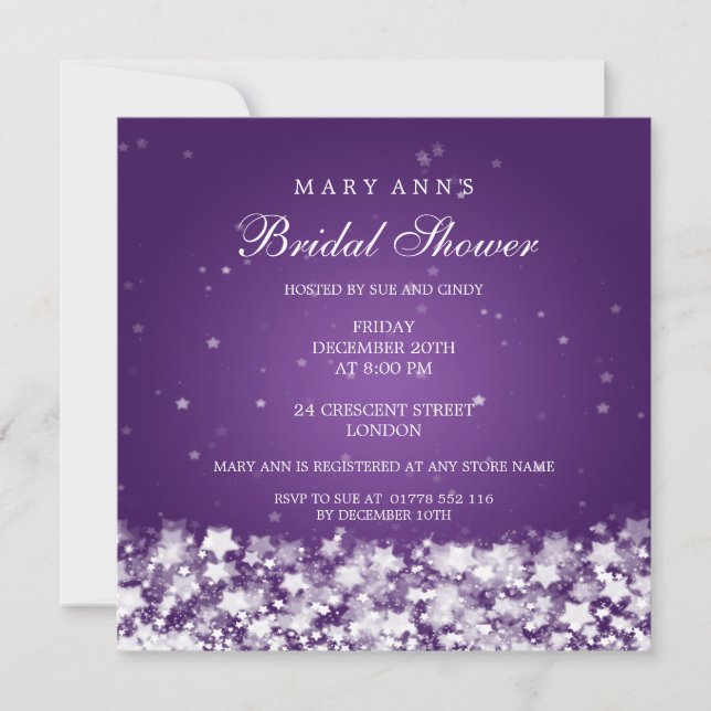 Invitación Estrellas nupciales elegantes del deslumbramiento (Anverso)