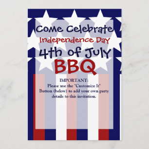 Invitación Estrellas patrióticas enarbolan bandera de la libe