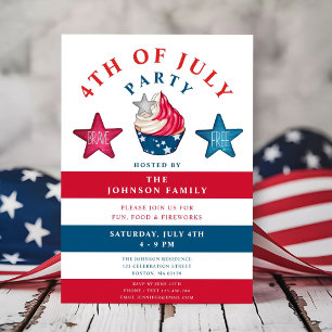 Invitación Estrellas Patrióticas Rojas Blancas Y Azules 4 De