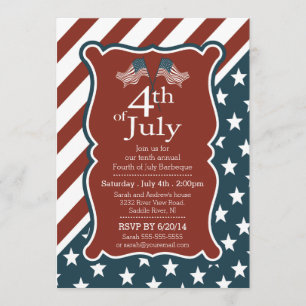 Invitación Estrellas patrióticas y raya 4 de julio Fiesta