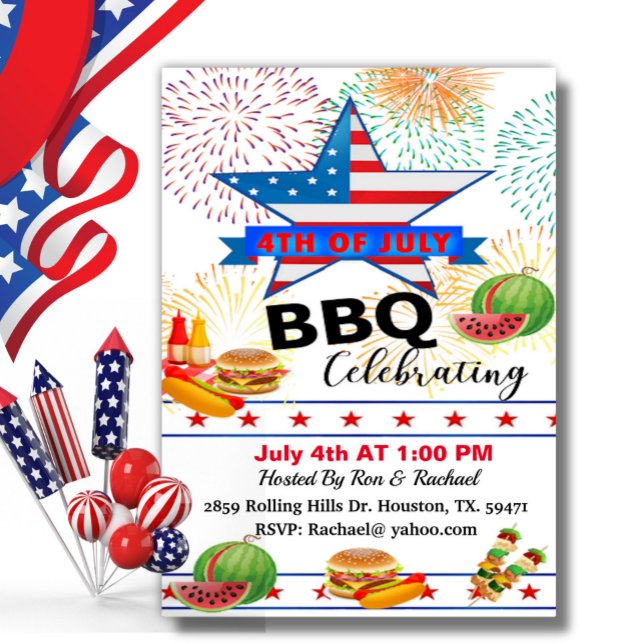 Invitación Estrellas Patrióticas Y Rayas 4 De Julio BBQ (Subido por el creador)