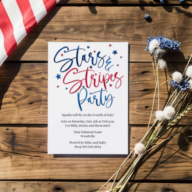Invitación Estrellas patrióticas y rayas Fiesta del 4 de juli (Subido por el creador)