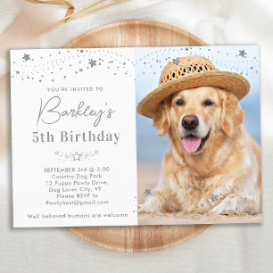 Invitación Estrellas plateadas Mascota personalizado foto per