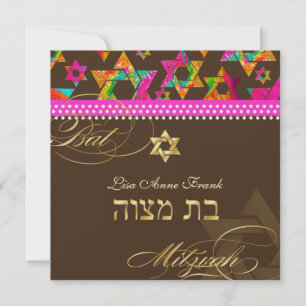 Invitación Estrellas psicodélicas de PixDezines, Bat Mitzvah