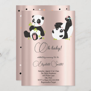 Invitación Estrellas, puntos, pandas lindos, ducha de bebé